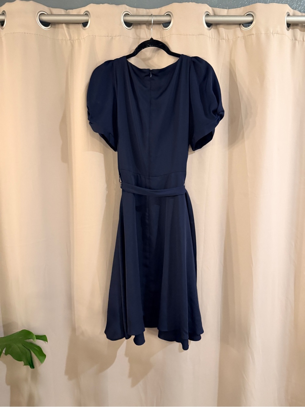DKNY Deep Navy Wrap Midi Dress with Tie Waist - Picture 2 of 6